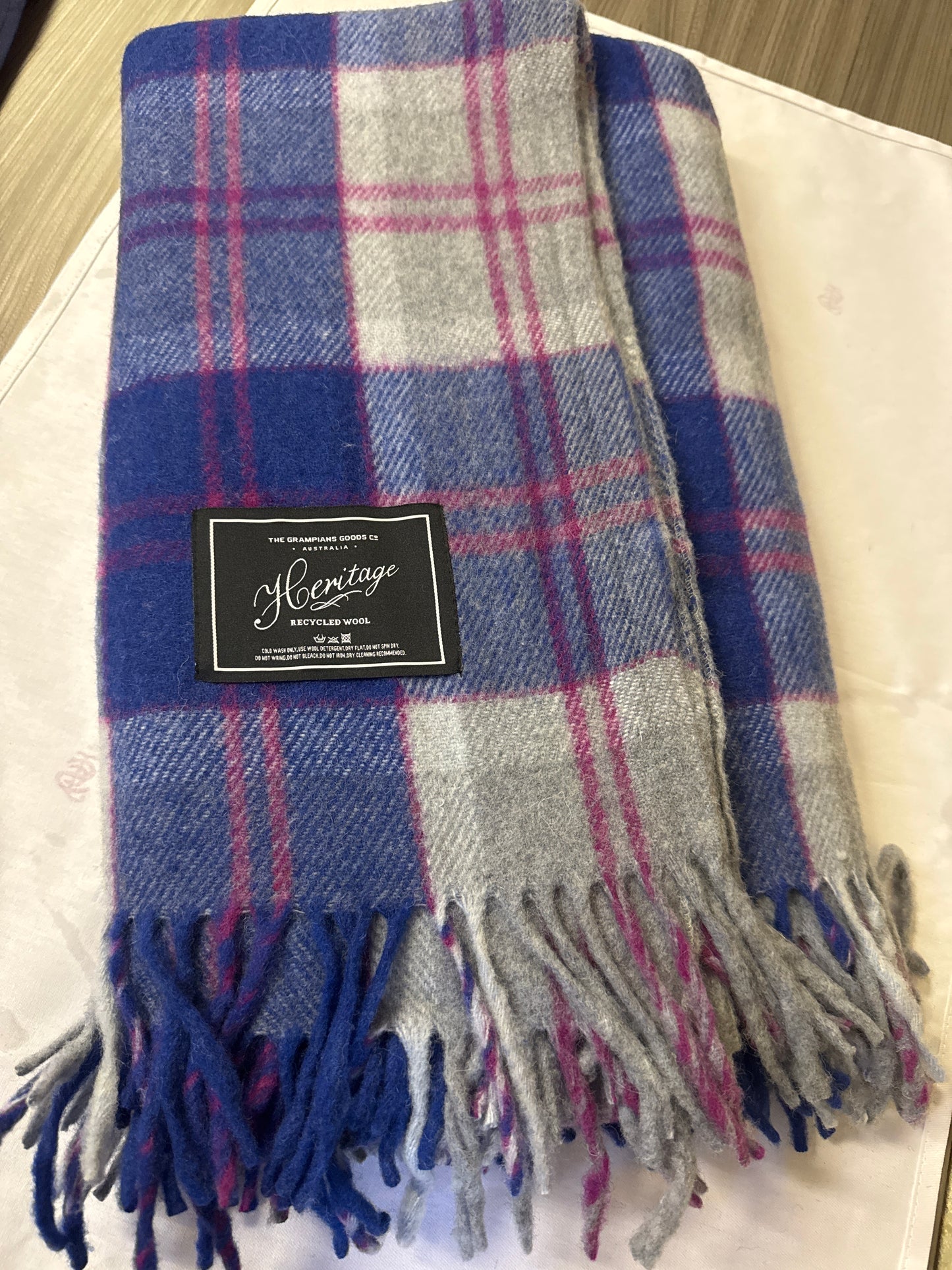 Picnic Blanket in Cerise and Blue